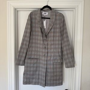 Gray and Brown Checkered Blazer